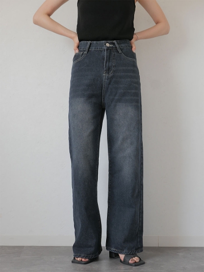 middle rise wide denim