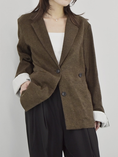 wool like turnback sleeve jacket