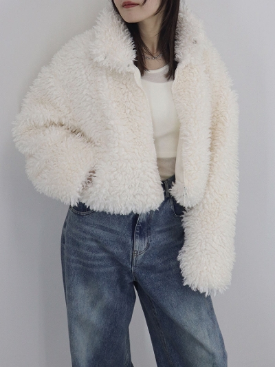 poodle fur stand collar short jacket