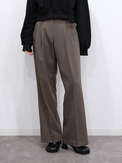 double tuck wide straight slacks